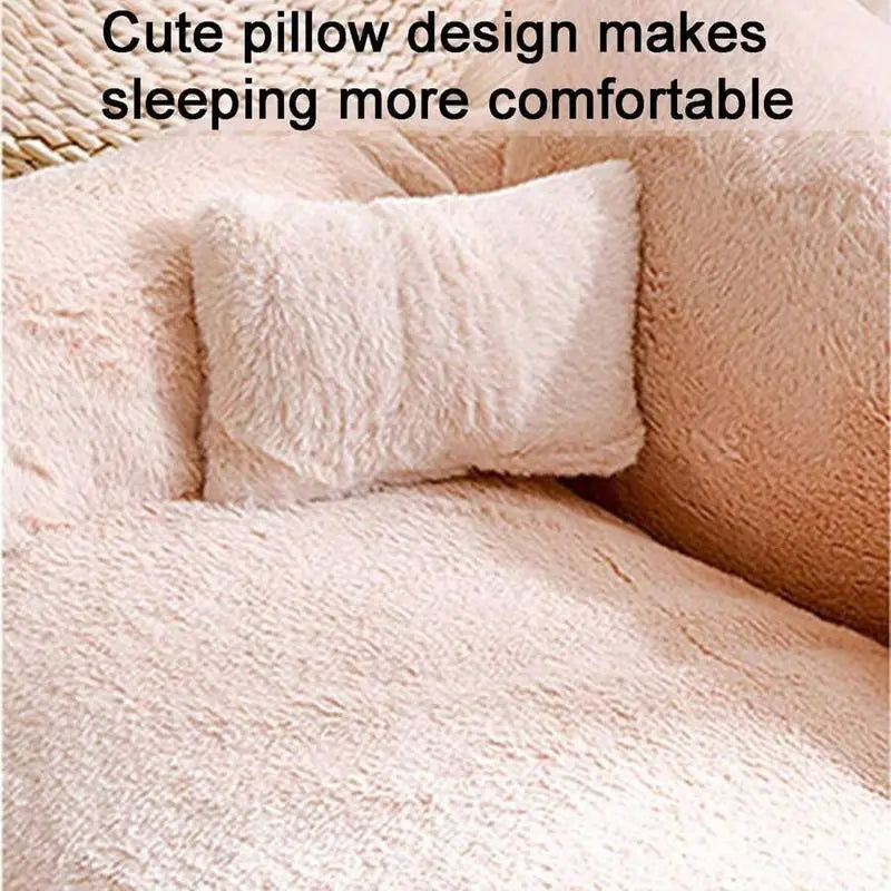 Plush Sofa Bed For Cats And Small Medium Dogs, Memory Foam Removable Washable Pet Sof, With Non Slip Bottom, Fluffy Pet Sofa Bed Puppy Sleeping Bed, Removable Washable Cat Bed For Indoor