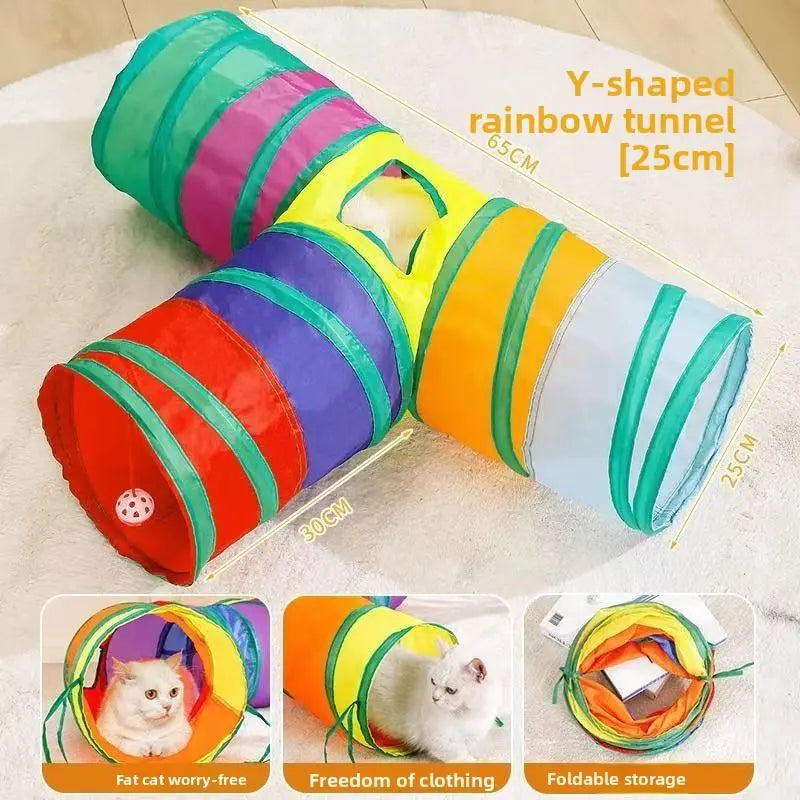 Rainbow Directly Connects to Cat Tunnel Self-care Education-Type Cat Toy Foldable Cat Tunnel